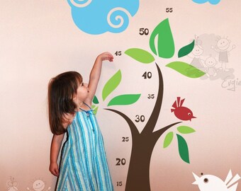 Growth Chart Decals - Chipping Birds - GRCH010R