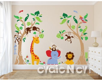 Jungle Safari Wall Decals, Baby Wall Decals, Nursery Wall Decals, Kids Wall Decals, Children Wall Decals - PLJN040