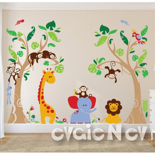 Jungle Safari Wall Decals, Baby Wall Decals, Nursery Wall Decals, Kids Wall Decals, Children Wall Decals - PLJN040