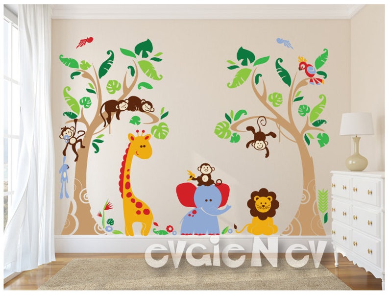 Jungle Safari Wall Decals Baby Nursery Kids Children Pljn040