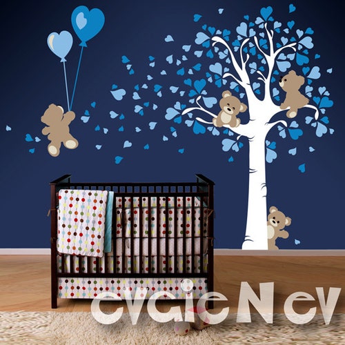 Teddy Bears LOVE Wall Decals - Valentine's Wall Decals - Hearts Baby Nursery - Boys & Girls Room Decals-PLTBRS020