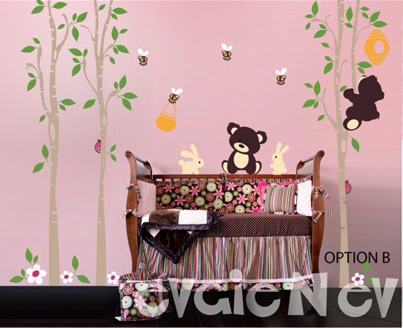 Wall Decals Nursery  Teddy Bears with Honey Pot Wall Decals  image 2