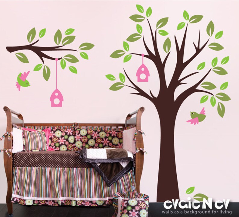 Nursery Wall Decal Wall Sticker Birds and Tree With Branch Etsy