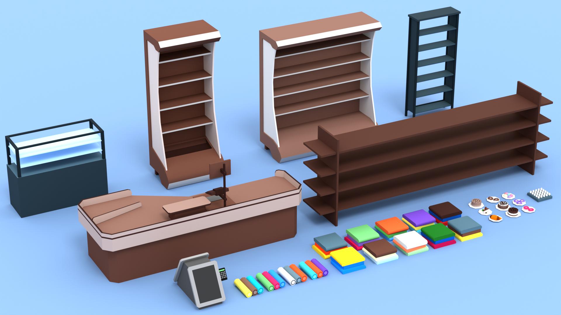 Shop Furniture 3D Model Pack | Printable STL Files | Shelves, Counters ...