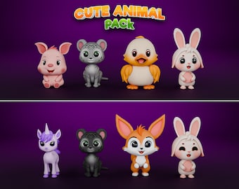 Cute Characters 3D Model Pack | STL Files for 3D Printing | Cartoon Toy Collection | Blender Character Assets | Printable Mini Toys
