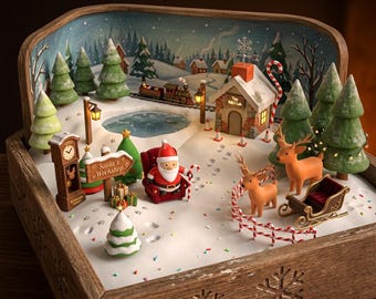 3D Printable Christmas Model Pack STL, Santa Snowman Ornaments, Holiday Decor Figures, Blender Files, Digital Download