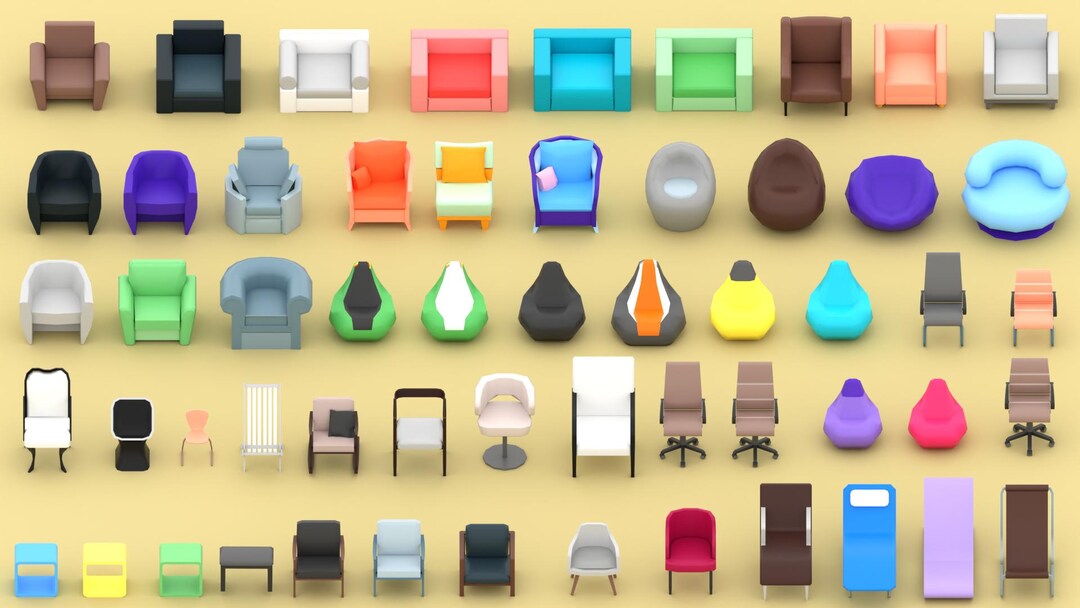 Chair 3D Model Pack STL, Miniature Dollhouse Chairs, Printable ...