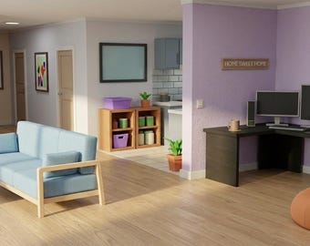 Paquete de modelos 3D de muebles en miniatura / Archivos STL de muebles para casas de muñecas / Muebles 3D imprimibles / Recursos de interior para Blender / Conjunto de decoración para el hogar