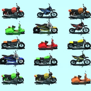 Low Poly Motorbike Scooter 3D Model Pack STL, Printable Bikes, Game Ready Vehicle Assets, Blender Bike Models Download