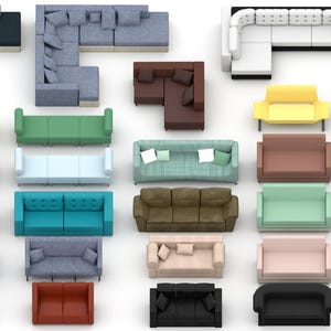 Modelo 3D de sofá / Sofá miniatura STL / Muebles para casa de muñecas / Sofá imprimible para sala de estar / Modelo Blender / Miniatura para decoración del hogar