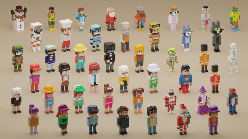 Voxel Character 3D Model Pack | STL Files for 3D Printing | Pixel Game ...