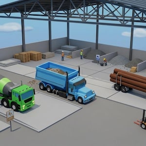 LKW 3D Model Pack | STL Dateien für den 3D Druck | Low Poly Baumaschinen | Blender Spiel Zubehör | Spielzeug & Diorama Fahrzeuge