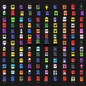 Voxel Racing Car Pack STL, 3D druckbares Mini Cars Bundle, Low-Poly Fahrzeuge, Tabletop Miniaturen, Diorama Modelle, Blender Dateien