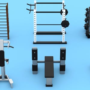 Gym Equipment STL Pack, 3D Printable Fitness Machines, Miniature Workout Set, Home Gym Models, Diorama Props, Blender Files