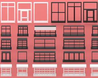 Windows 3D Model Pack | STL Files for 3D Printing | Dollhouse & Building Windows | Miniature Architecture Decor | Blender Assets