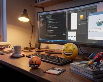 Emoji STL Pack, Cute Smiley Faces, 3D Printable Emoji Icons, Miniature Decor, Kawaii Toy Models, Blender Files