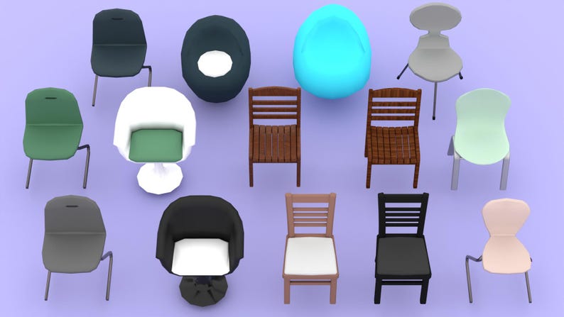 Chair Furniture STL Pack, 3D Printable Mini Chairs Set, Modern ...