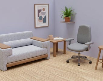 Chair Furniture STL Pack, 3D Printable Mini Chairs Set, Modern Furniture Models, Diorama Props, Blender Files