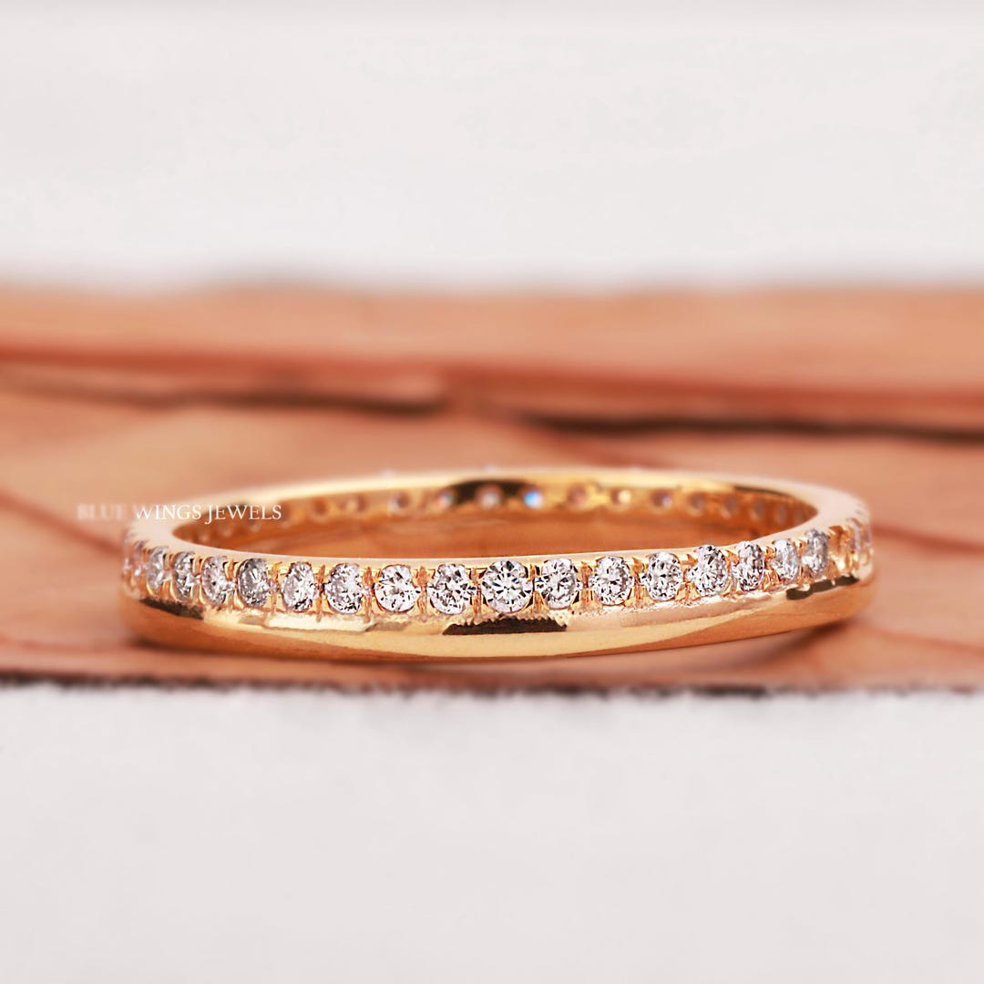 Double Row Lab Diamond Eternity Band, 14K Gold Full Eternity Wedding ...
