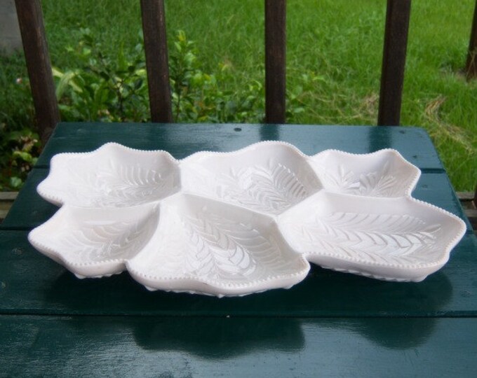 Vintage Shell Pink Milk Glass Relish Tray Online Etsy