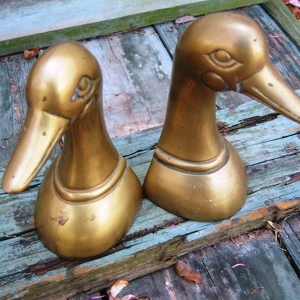 Vintage Shop Pair Brass Duck Bookends Home Decor New Orleans Vintage Shop Holiday Retro