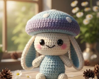 Crochet Bunny Pattern PDF | Mushroom Amigurumi Plush Toy (Advanced Beginner)