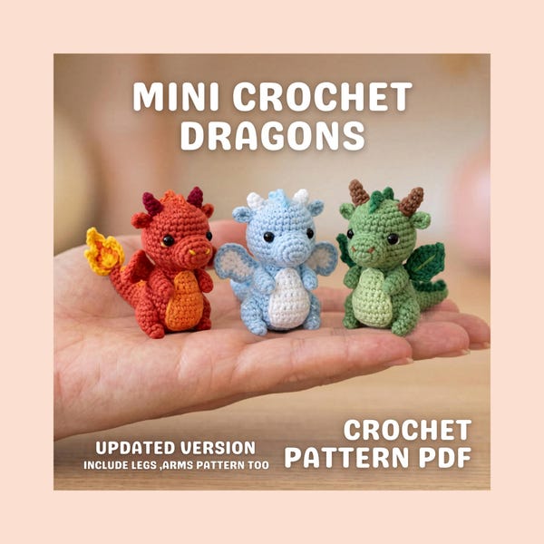 Bundel met haakpatronen voor minidraakjes (PDF) – Amigurumi fantasiewezen