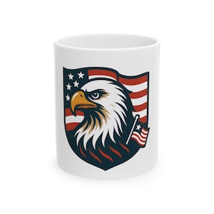 Patriotic Eagle USA Flag Mug: American Pride Ceramic Coffee Cup