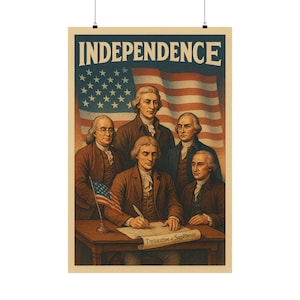Declaration of Independence Poster 24x36, Patriotic American Wall Art, Founding Fathers Matte Print, USA History Gift, Museum Quality