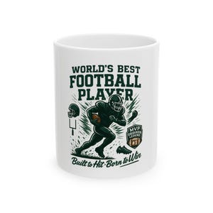 American Football MVP Mug: &quot;Built to Hit, Born to Win&quot; 11oz Ceramic Cup