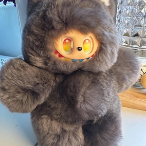 SOLD display only OOAK modified Labubu Figure - Genuine Rex Rabbit Fur bag hanger doll