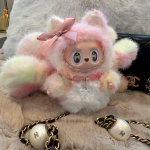 OOAK modified Labubu/ Zimomo Figure - Luxury Nine-tailed Fox cotton candy