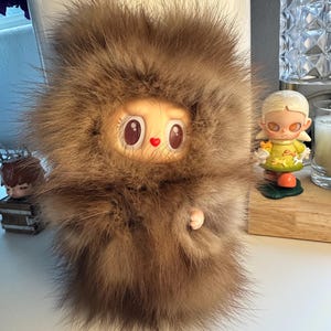 OOAK modified Labubu Figure - Genuine Natural/ undyed Sable Fur