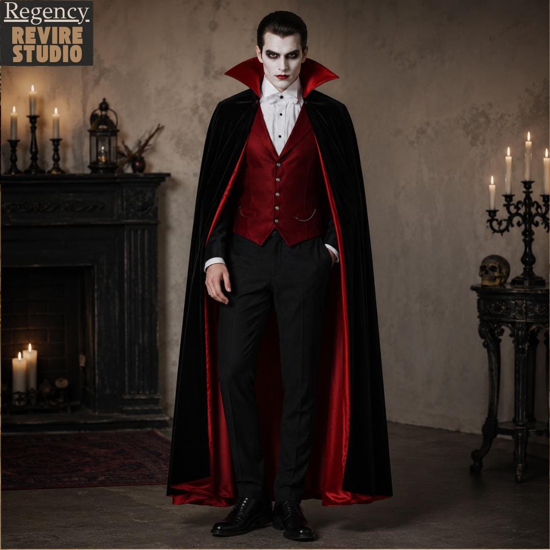Dracula Vampire Cape Cloak Gothic Halloween Costume Victorian Velvet Cape