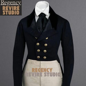 New 18th Century Men&#39;s Regency Jacket -  Men&#39;s Regency Tailcoat -Custom Tailored Cosplay Jacket -  Black Wool Tailcoat - Bridgeton Jackets
