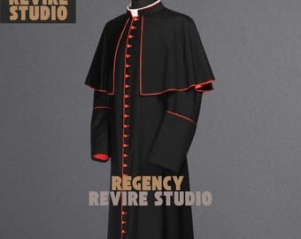 Priest Cassock Robe Black Clergy Outfit Catholic Church Vestment Costume