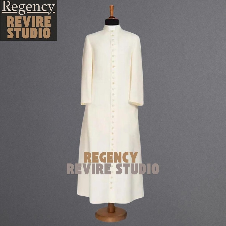 Ivory Roman Cassock, Clergy Robe, Priest Vestment, Liturgical Church Costume