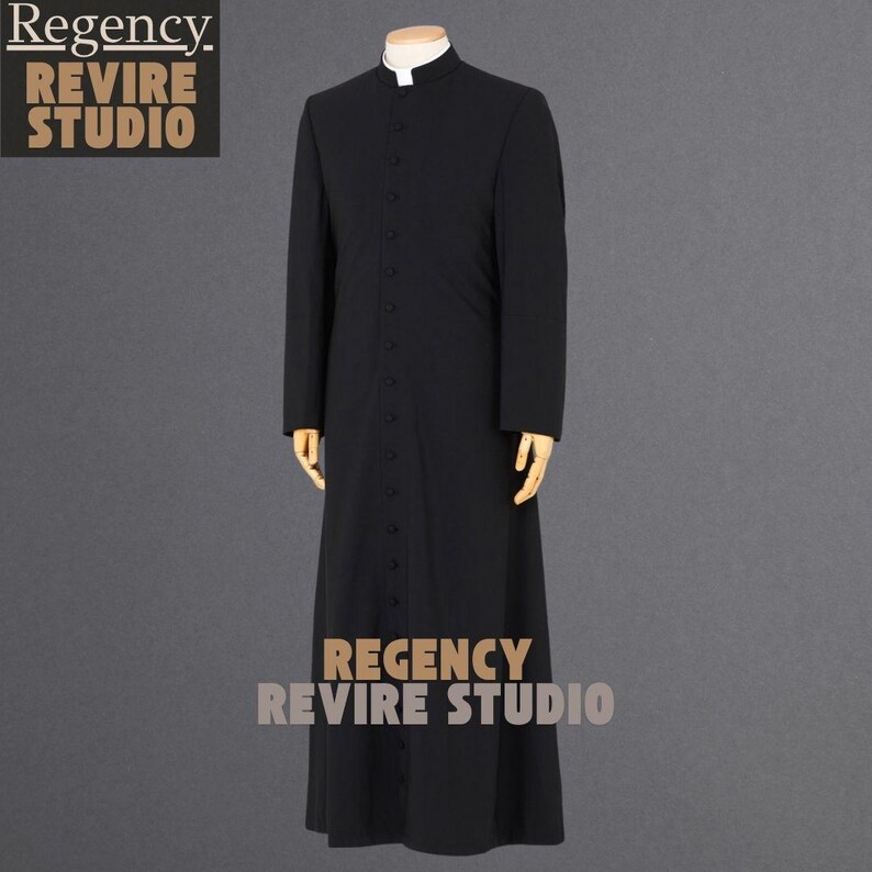 Black Roman Cassock, Clergy Robe, Priest Vestment, Catholic Church Costume