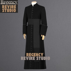 Black Roman Cassock, Clergy Robe, Priest Vestment, Catholic Church Costume