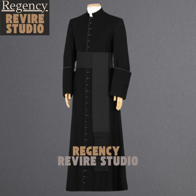 Black Roman Cassock, Clergy Robe, Priest Vestment, Catholic Church Costume