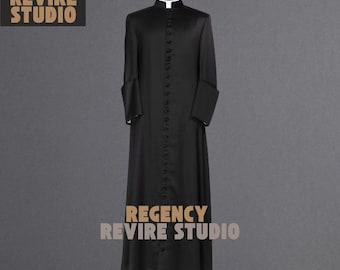 Men’s Black Clergy Cassock Robe – Priest Roman Catholic Long Coat