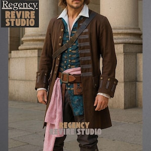 Jack Sparrow Pirate Coat - Captain&#39;s Costume - Authentic Movie Replica Caribbean Coat - Men&#39;s Pirate Frock Coat -Cosplay & Halloween Costume