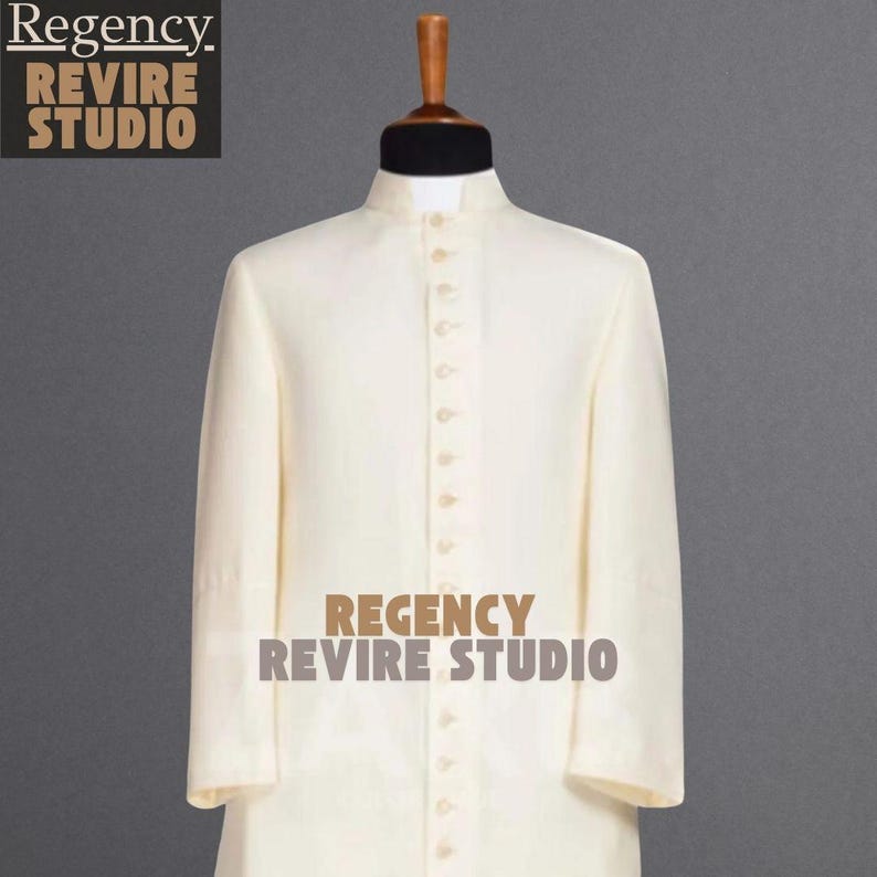 Ivory Roman Cassock, Clergy Robe, Priest Vestment, Liturgical Church Costume