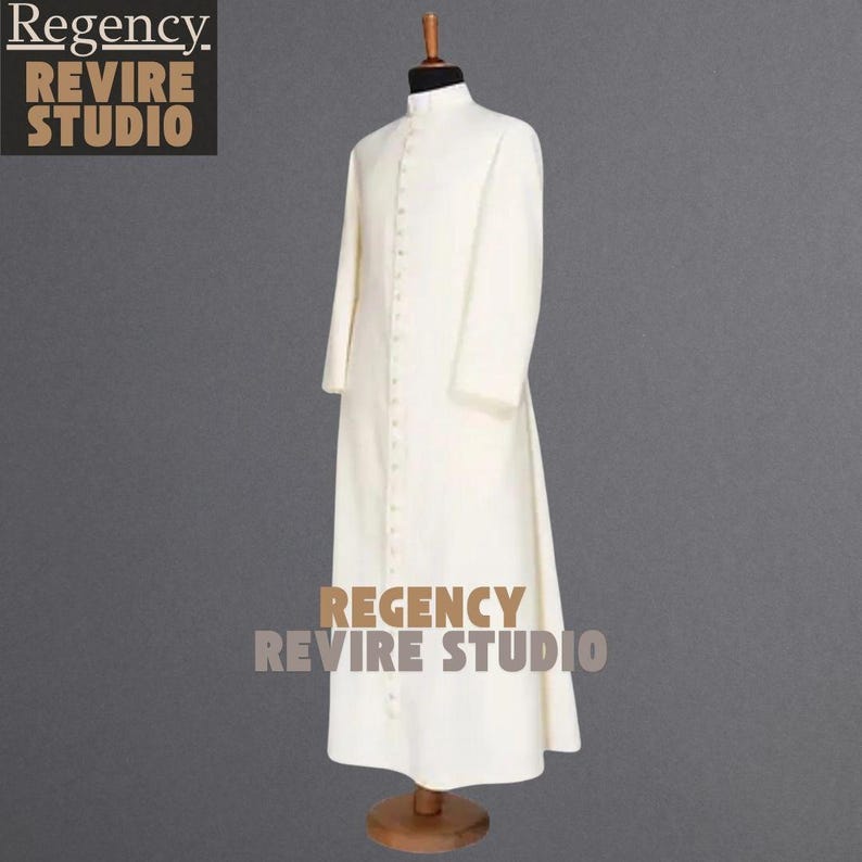 Ivory Roman Cassock, Clergy Robe, Priest Vestment, Liturgical Church Costume