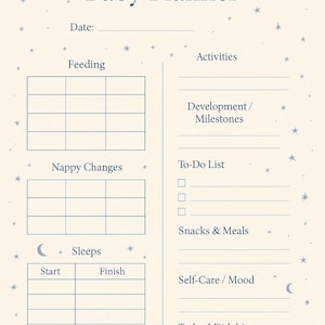 Daily Baby & Mum Planner | Printable Routine Chart | Newborn Care Tracker | Feeding, Sleep, and Activities Schedule for New Mums