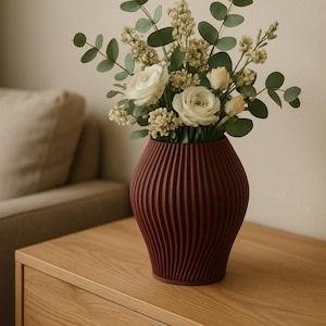 PAJE Vase – Modern Flower Vase for Table or Shelf | 3D Printed Curved Nordic Design