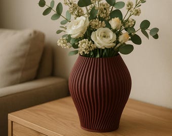 Jarrón texturizado impreso en 3D: decoración nórdica moderna japonesa