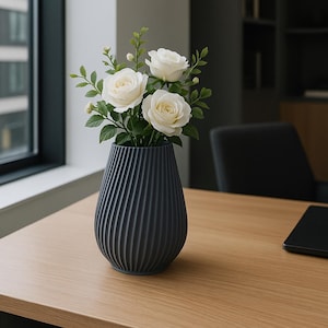 LINN Vase – 3D Printed Modern Flower Vase | Vertical Ribbed Nordic Accent for Home Styling