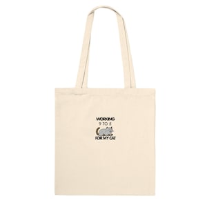 Classic Cotton Tote Bag | Embroidered Minimalist Cat Design | Funny Cat Mom & Dad Gift | Eco-Friendly Reusable Bag | Cute Everyday Carry-All