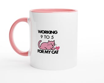Cat Mom Mug | 11oz Ceramic Coffee Mug, Funny Work From Home Gift